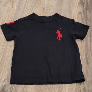 Polo by Ralph Lauren Kids Black Tee with Red Emblem Size 2t